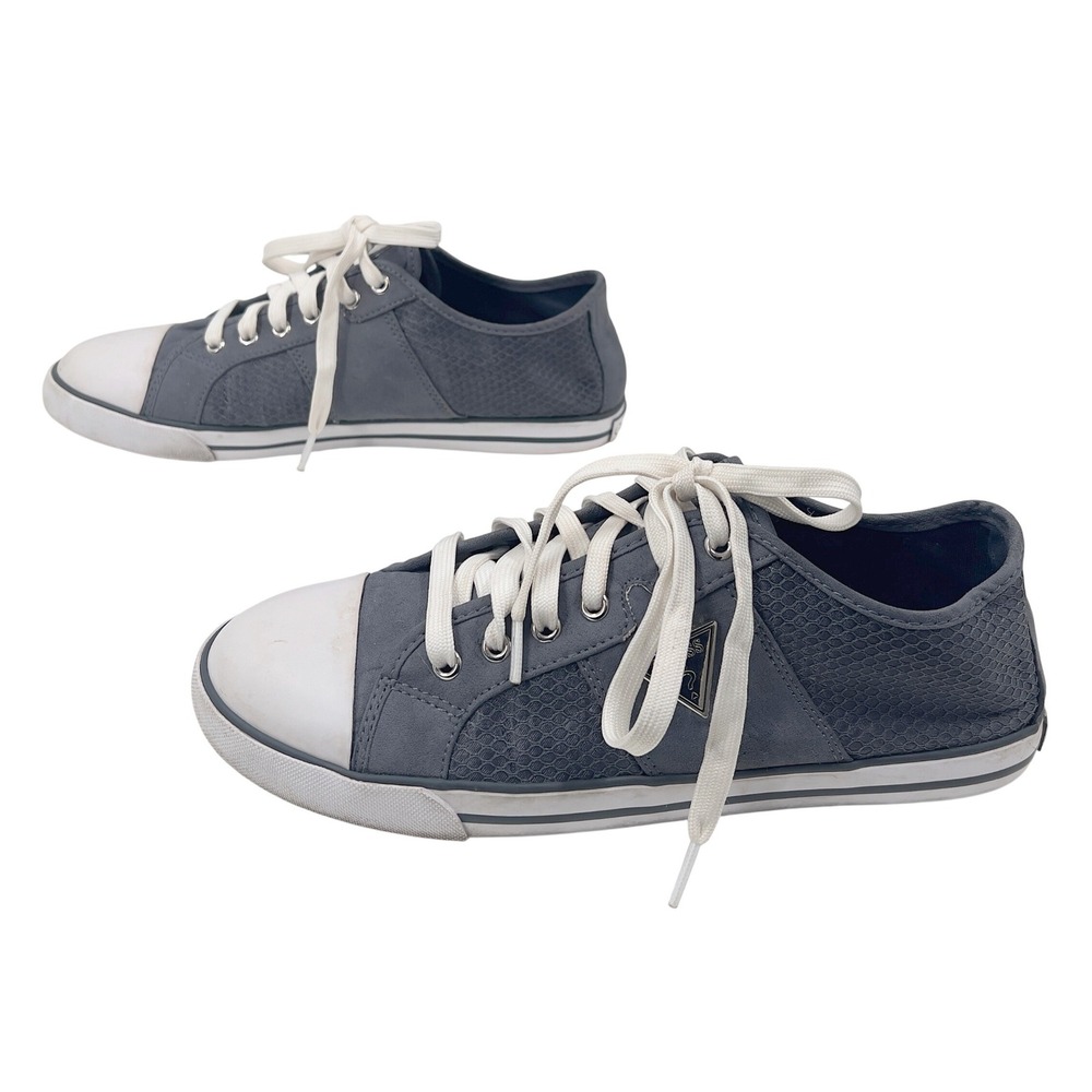 Guess Women Gray Textured Low Top Lace Up Sneakers Shoes Size 9.5 M Y2K Retro